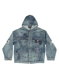 【送料無料】 バレンシアガ メンズ ジャケット・ブルゾン アウター Oversized Hooded Jacket blue
