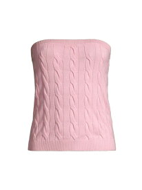 【送料無料】 ミニーローズ レディース タンクトップ トップス Cotton Cable-Knit Strapless Top pink pearl