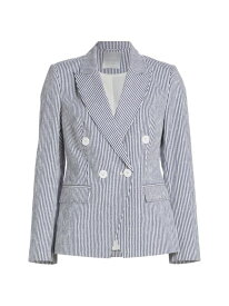 【送料無料】 エリータハリ レディース ジャケット・ブルゾン ブレザー アウター Abagail Striped Cotton Blazer blue arch and white