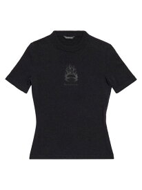 【送料無料】 バレンシアガ レディース Tシャツ トップス Burning Unity Fitted T-Shirt black
