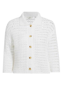 【送料無料】 ヴィンス レディース ニット・セーター カーディガン アウター Block-Stitched Cotton Crop Cardigan optic white