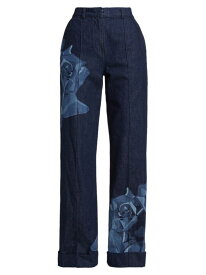 【送料無料】 ケンゾー レディース カジュアルパンツ ボトムス Floral Cotton Denim Pants rinse blue denim