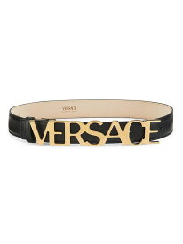 【送料無料】 ヴェルサーチ レディース ベルト アクセサリー Versace Logo Leather Belt black versace gold