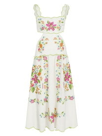 【送料無料】 ファーム レディース ワンピース トップス Needlepoint Cut-Out Maxi Dress tropical romance off white