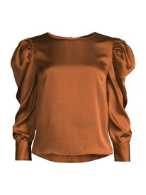 【送料無料】 ダナ キャラン ニューヨーク レディース シャツ ブラウス トップス Rustic Chic Puff-Sleeve Blouse sepia