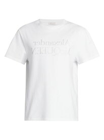 【送料無料】 アレキサンダー・マックイーン メンズ Tシャツ トップス Backwards Logo Cotton T-Shirt white silver