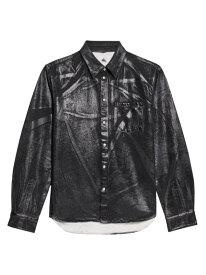【送料無料】 ヘルムート ラング メンズ ジャケット・ブルゾン アウター Foil Shirt Jacket black distress