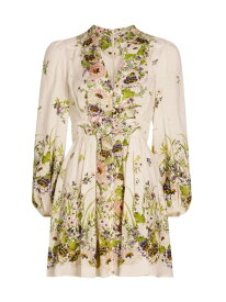 【送料無料】 ジマーマン レディース ワンピース トップス Halliday Plunge Linen Minidress cream multi floral