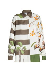 【送料無料】 ロエベ レディース シャツ トップス LOEWE x Paula's Ibiza Striped Floral Silk-Blend Shirt off white khaki green multi