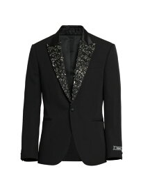 【送料無料】 ヴェルサーチ メンズ ジャケット・ブルゾン アウター Embellished Wool Evening Jacket black