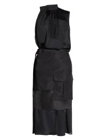【送料無料】 サカイ レディース ワンピース トップス Semi-Sheer Satin Midi-Dress black