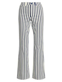 【送料無料】 アリス アンド オリビア レディース デニムパンツ ジーンズ ボトムス Keira Mid-Rise Striped Stretch Boot-Cut Jeans admiral stripe indigo