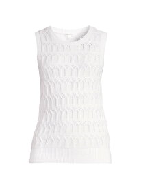 【送料無料】 ミニーローズ レディース タンクトップ トップス Cotton-Cashmere Pointelle Sleeveless Top white