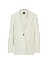 【送料無料】 ボス レディース ジャケット・ブルゾン アウター Relaxed-Fit Jacket in Linen-Blend Twill natural