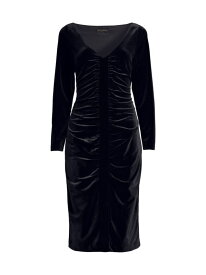 【送料無料】 ダナ キャラン ニューヨーク レディース ワンピース トップス Main Event Ruched Velvet Midi-Dress black