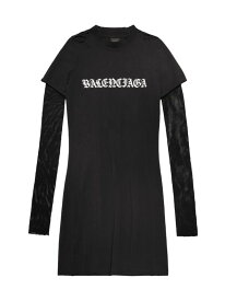 【送料無料】 バレンシアガ レディース ワンピース トップス Gothic Type Mesh Sleeve Dress black