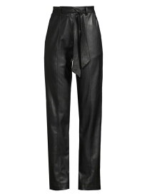 【送料無料】 ダナ キャラン ニューヨーク レディース カジュアルパンツ ボトムス Vintage Glam Belted Faux Leather Pants black