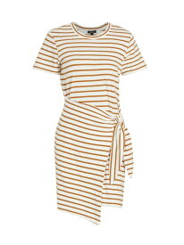 【送料無料】 レイルズ レディース ワンピース トップス Edie Cotton Striped Wrap T-Shirt Dress carmel stripe