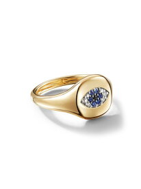 【送料無料】 デイビット・ユーマン レディース リング アクセサリー Cable Collectibles Evil Eye Pinky Ring in 18K Yellow Gold light blue sapphire