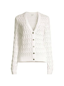 【送料無料】 ミニーローズ レディース ニット・セーター カーディガン アウター Cotton-Cashmere Pointelle Cardigan white