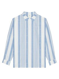 【送料無料】 ジバンシー メンズ シャツ トップス Plage Shirt in Linen with 4G Stripes blue off white