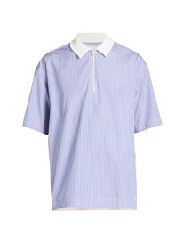 【送料無料】 サカイ メンズ ポロシャツ トップス Thomas Mason Cotton Poplin Short-Sleeve Top light blue stripe