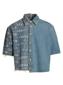 【送料無料】 ランバン メンズ シャツ トップス Lanvin Lab x Future Asymmetric Denim Short-Sleeve Shirt light blue