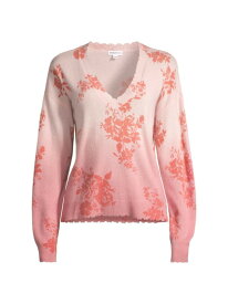 【送料無料】 ミニーローズ レディース ニット・セーター アウター Cashmere Ombre Floral V-Neck Sweater pink pearl combo