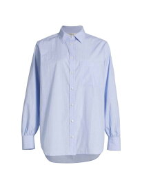 【送料無料】 フレーム レディース シャツ トップス Pinstriped Cotton Oversized Shirt chambray blue