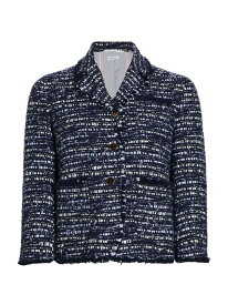 【送料無料】 トムブラウン レディース ジャケット・ブルゾン アウター Sack Tweed Patch-Pocket Jacket navy