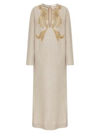 【送料無料】 ヴァレンティノ レディース ワンピース トップス Embroidered Linen Canvas Midi Dress beige gravel
