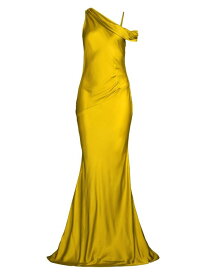 【送料無料】 ダナ キャラン ニューヨーク レディース ワンピース トップス Social Draped One-Shoulder Gown chartreuse