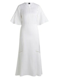 【送料無料】 ボス レディース ワンピース トップス Short-Sleeved Dress with Ladder-Lace Trims white