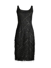 【送料無料】 ダナ キャラン ニューヨーク レディース ワンピース トップス Sequin & Feather-Embellished Midi-Dress black