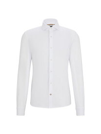 【送料無料】 ボス メンズ シャツ トップス Casual Fit Long Sleeved Shirt in Cotton Jersey white