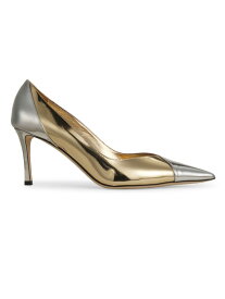 【送料無料】 ジミーチュー レディース パンプス シューズ Cass 75MM Colorblocked Metallic Leather Pumps silver gold