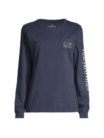 【送料無料】 ヴァインヤードヴァインズ レディース Tシャツ トップス Whale Print Long-Sleeve T-Shirt blue blazer