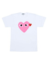 【送料無料】 コム・デ・ギャルソン レディース Tシャツ トップス Double Heart T-Shirt pink white