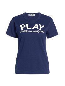 【送料無料】 コム・デ・ギャルソン レディース Tシャツ トップス Play Logo T-Shirt navy