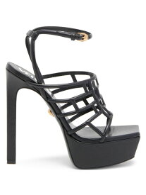 【送料無料】 ヴェルサーチ レディース サンダル シューズ Greca Maze Leather Sandals black versace gold