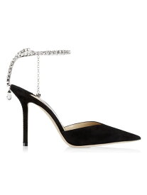 【送料無料】 ジミーチュー レディース パンプス シューズ Saeda 100MM Suede Pumps black crystal