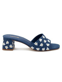 【送料無料】 ラルーデ レディース サンダル シューズ Brigitte 45MM Flower-Embroidered Denim Mules blue