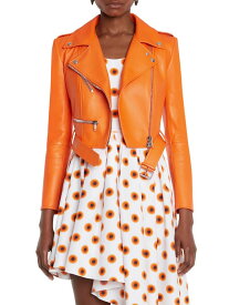 【送料無料】 アレキサンダー・マックイーン レディース ジャケット・ブルゾン アウター Leather Cropped Biker Jacket sunset orange