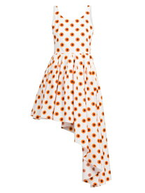 【送料無料】 アレキサンダー・マックイーン レディース ワンピース トップス Asymmetric Polka-Dot Midi-Dress sunset orange