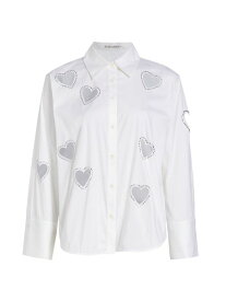 【送料無料】 アリス アンド オリビア レディース シャツ トップス Finley Crystal-Embellished Heart Cut Out Shirt ecru