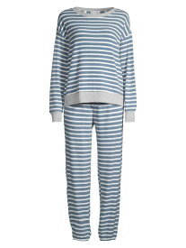 【送料無料】 スプレンディット レディース ナイトウェア アンダーウェア Striped 2-Piece Long Pajama Set dust teal stripe