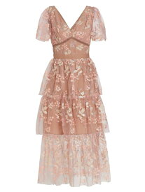 【送料無料】 セルフ・ポートレイト レディース ワンピース トップス Semi-Sheer Sequin-Embroidered Midi-Dress pink