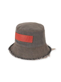 【送料無料】 ロエベ レディース 帽子 アクセサリー Logo Frayed Denim Bucket Hat brown