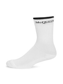 【送料無料】 アレキサンダー・マックイーン メンズ 靴下 アンダーウェア Reversible Logo Mid-Calf Socks black white