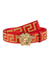 【送料無料】 ヴェルサーチ メンズ ベルト アクセサリー La Medusa Leather Belt red gold